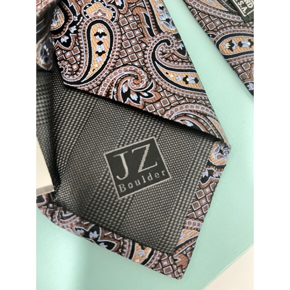 J.Z. Richards Men’s Silk Tie Made In USA Brown Multicolor Paisley New 3.5x60” - Picture 3 of 8